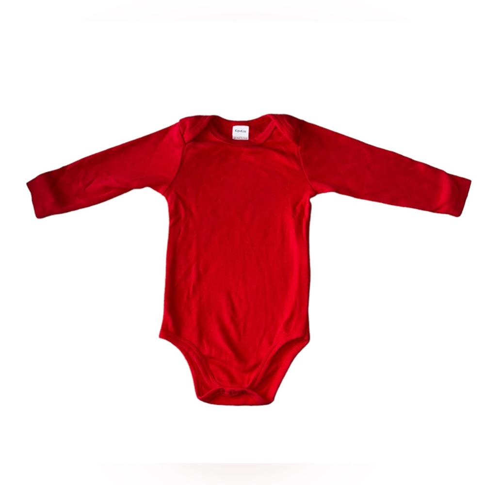 3 FOR $20 KAVKAS 18-24M Red Cotton Long Sleeve Onesie